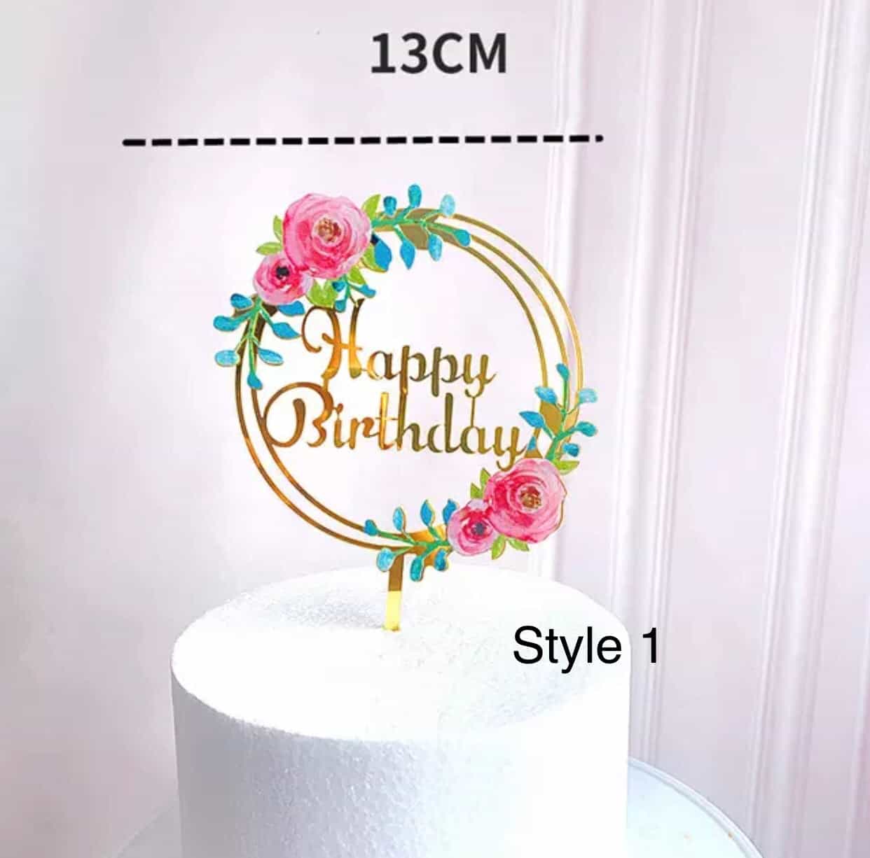 Floral Birthday Cake Topper-Cake Topper-All-Times-Gifts