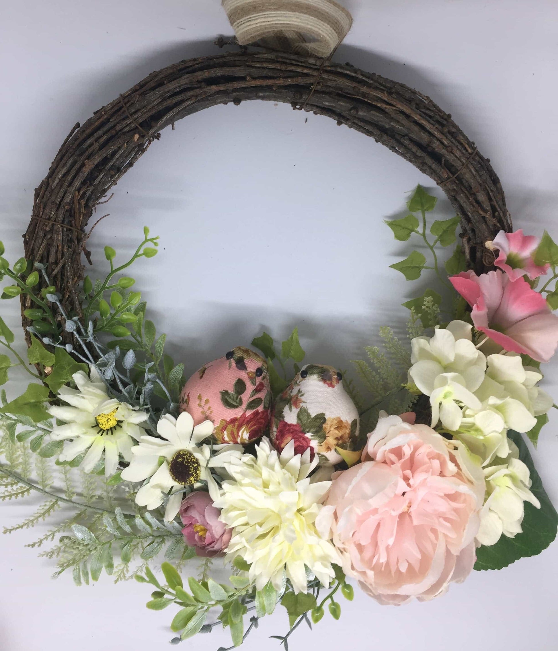 Floral Drift Wood Wreath with Birds-Personalised Wreath-All-Times-Gifts