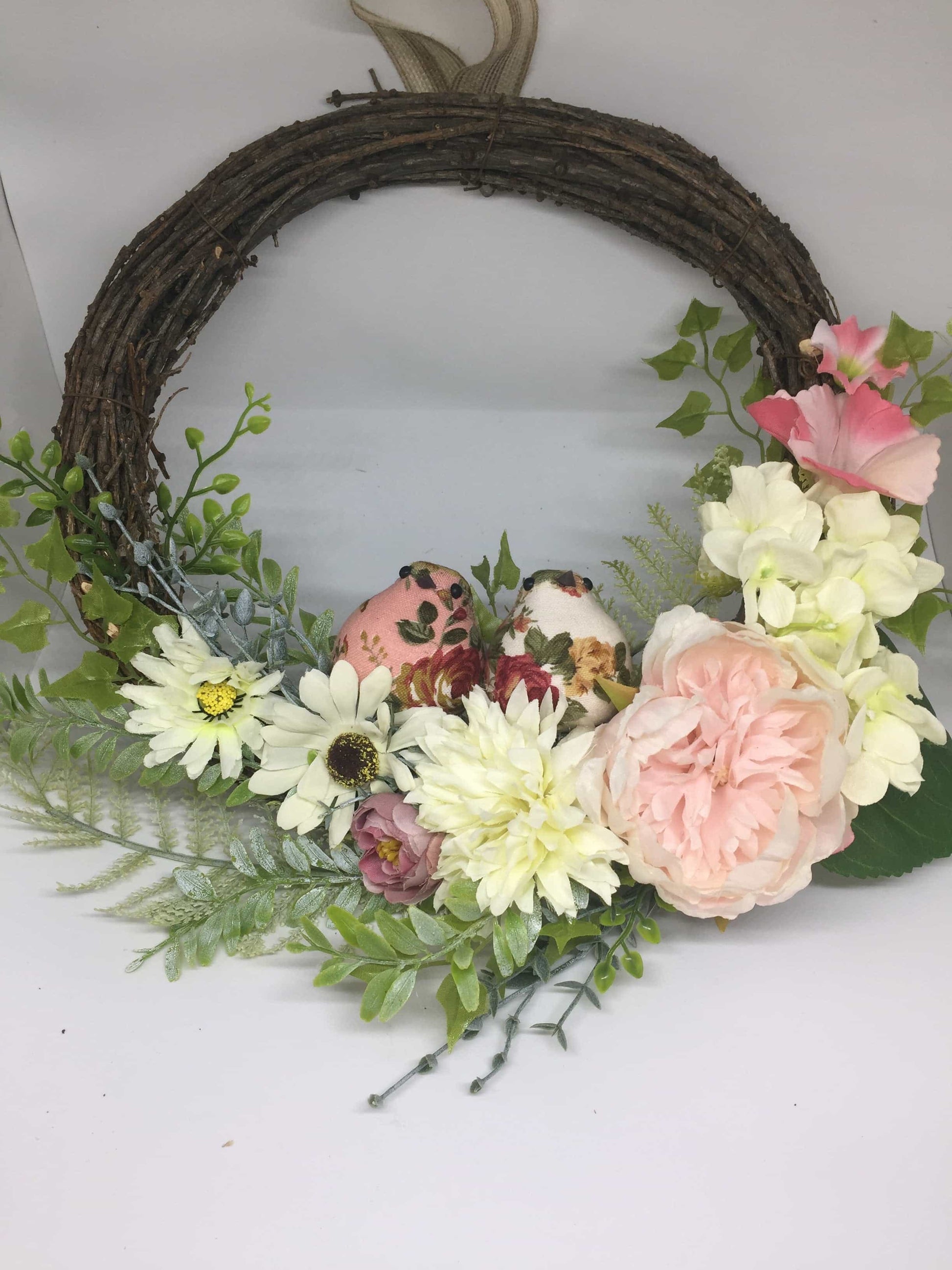Floral Drift Wood Wreath with Birds-Personalised Wreath-All-Times-Gifts