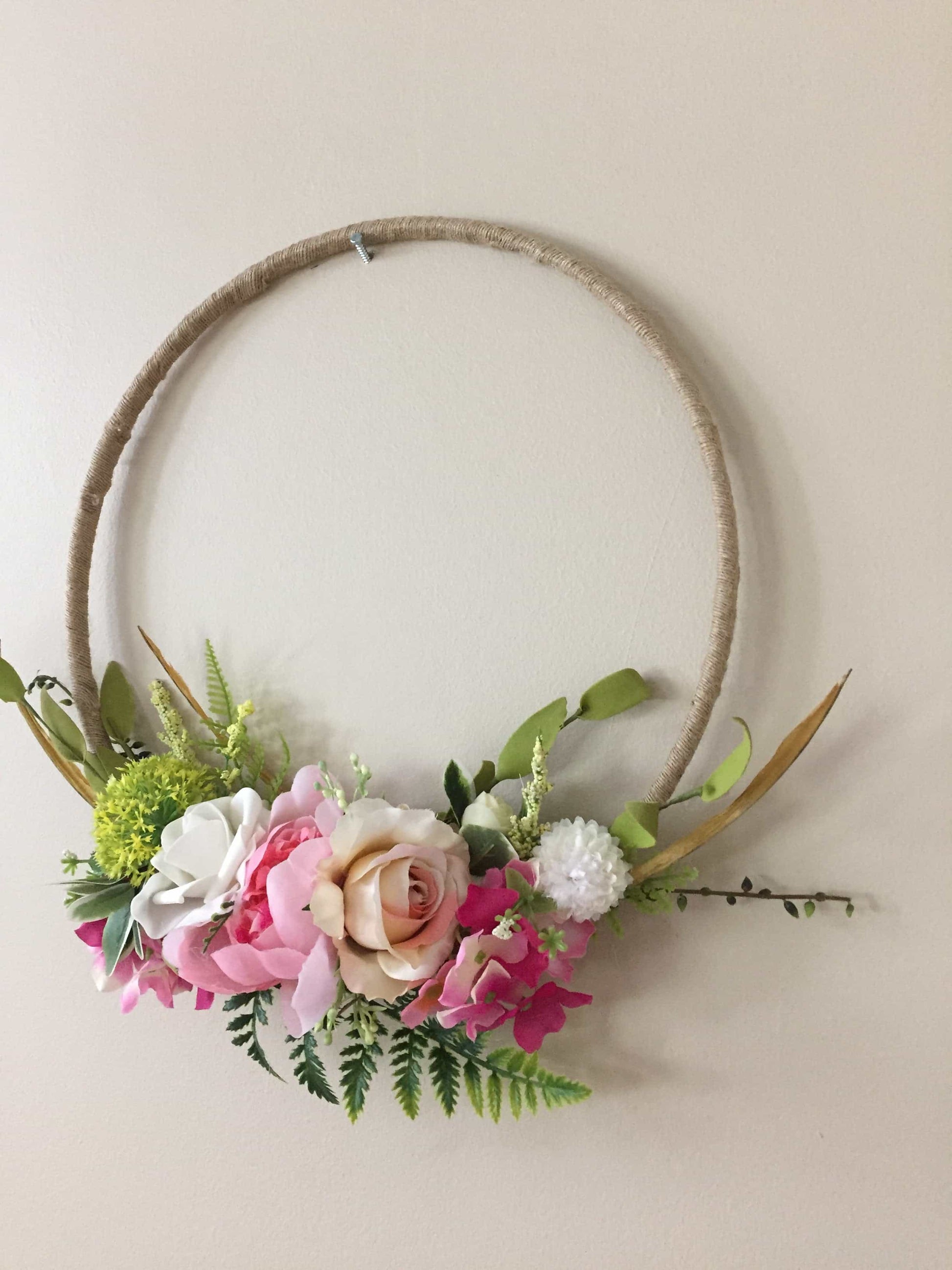 Floral Hoop Wall Art Wooden or Natural custom made-Personalised Hoops-All-Times-Gifts