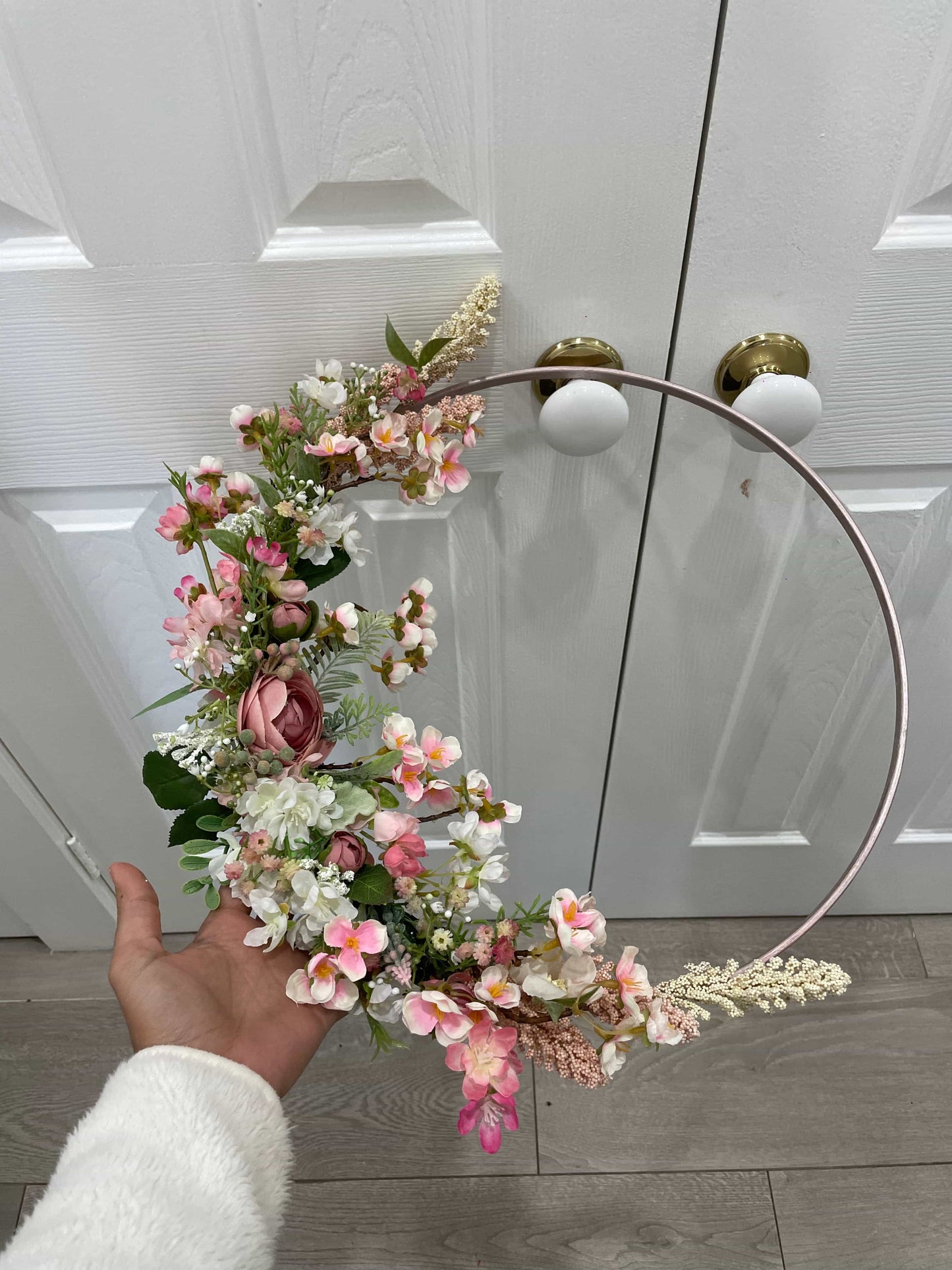 Floral Hoop Wall Art Wooden or Natural custom made-Personalised Hoops-All-Times-Gifts