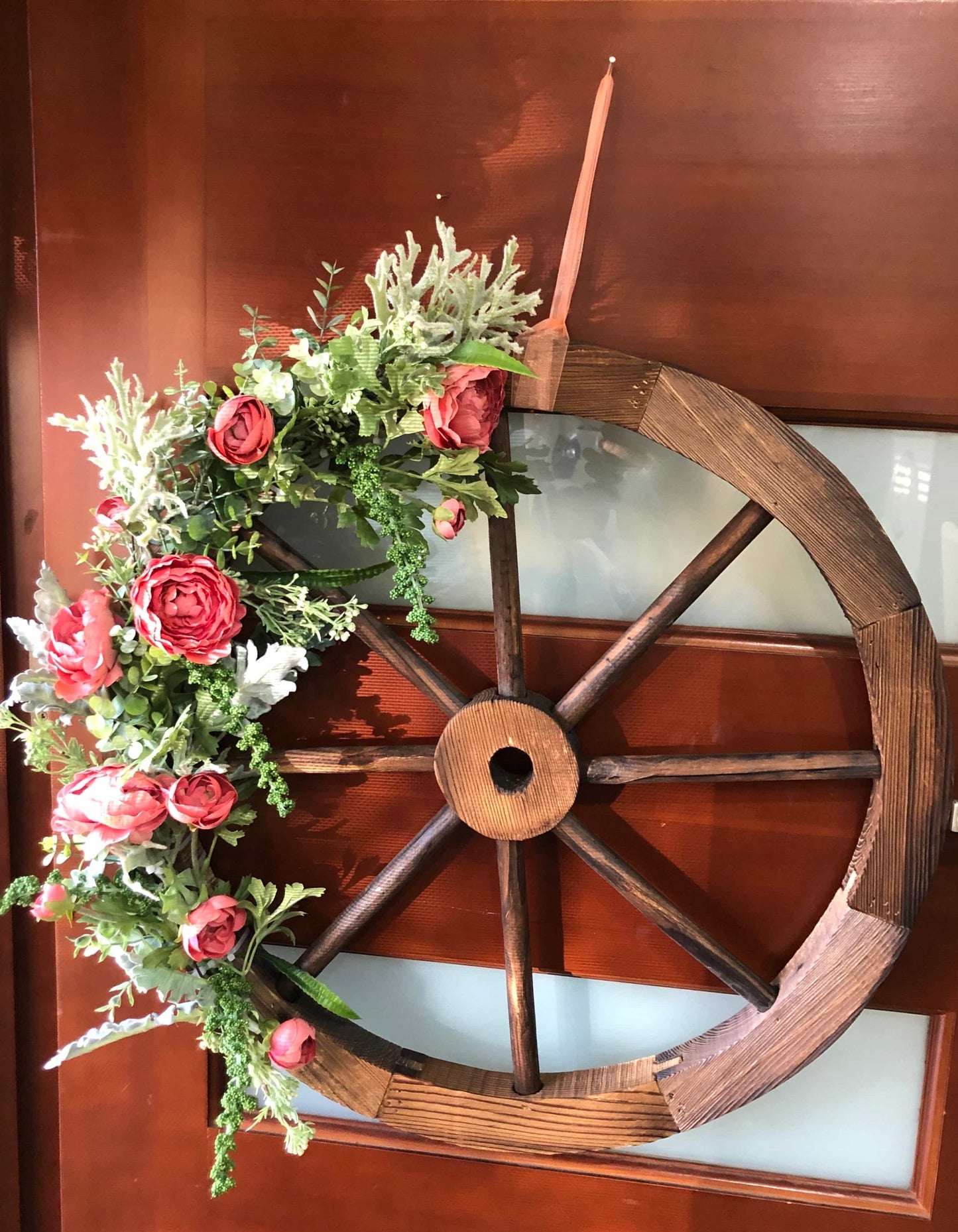 Floral Wooden Wagon Wheel-All-Times-Gifts