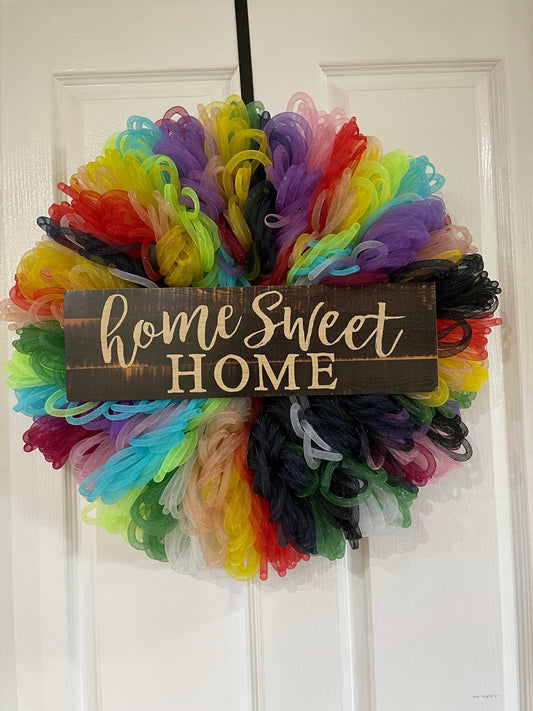 Home sweet home loopy colourful wreath-All-Times-Gifts