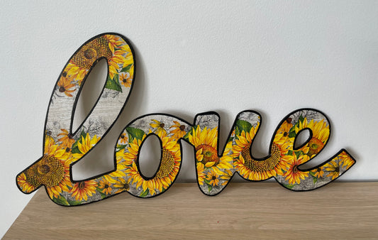 LOVE wooden floral sign