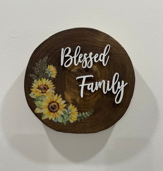 Blessed family Wood Slice