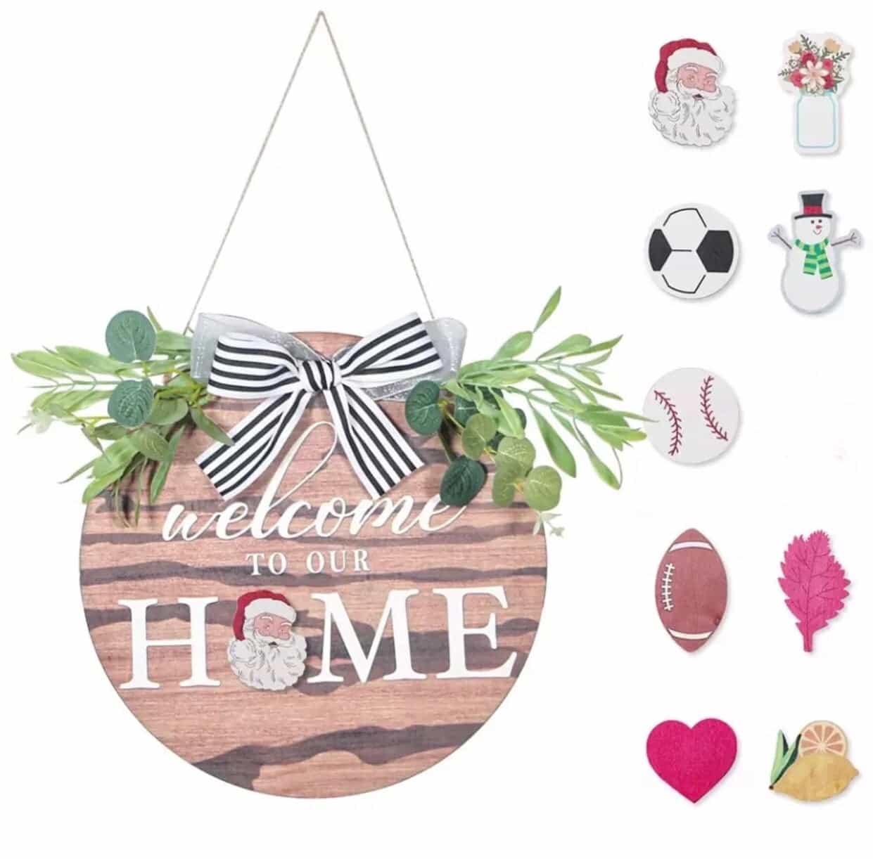 Interchangeable Wooden Round Sign Wreath-All-Times-Gifts