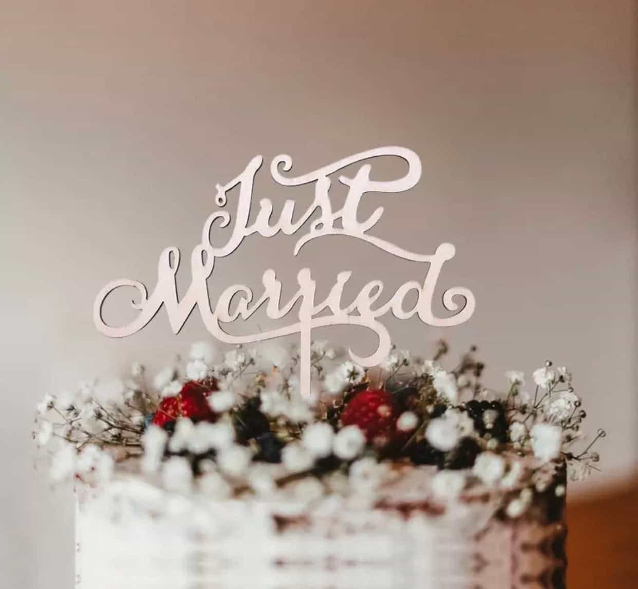 Just Married Cake Topper-Cake Topper-All-Times-Gifts