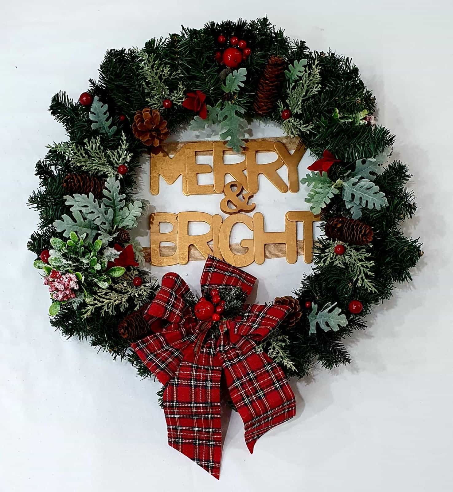 Merry & Bright Christmas wreath-All-Times-Gifts