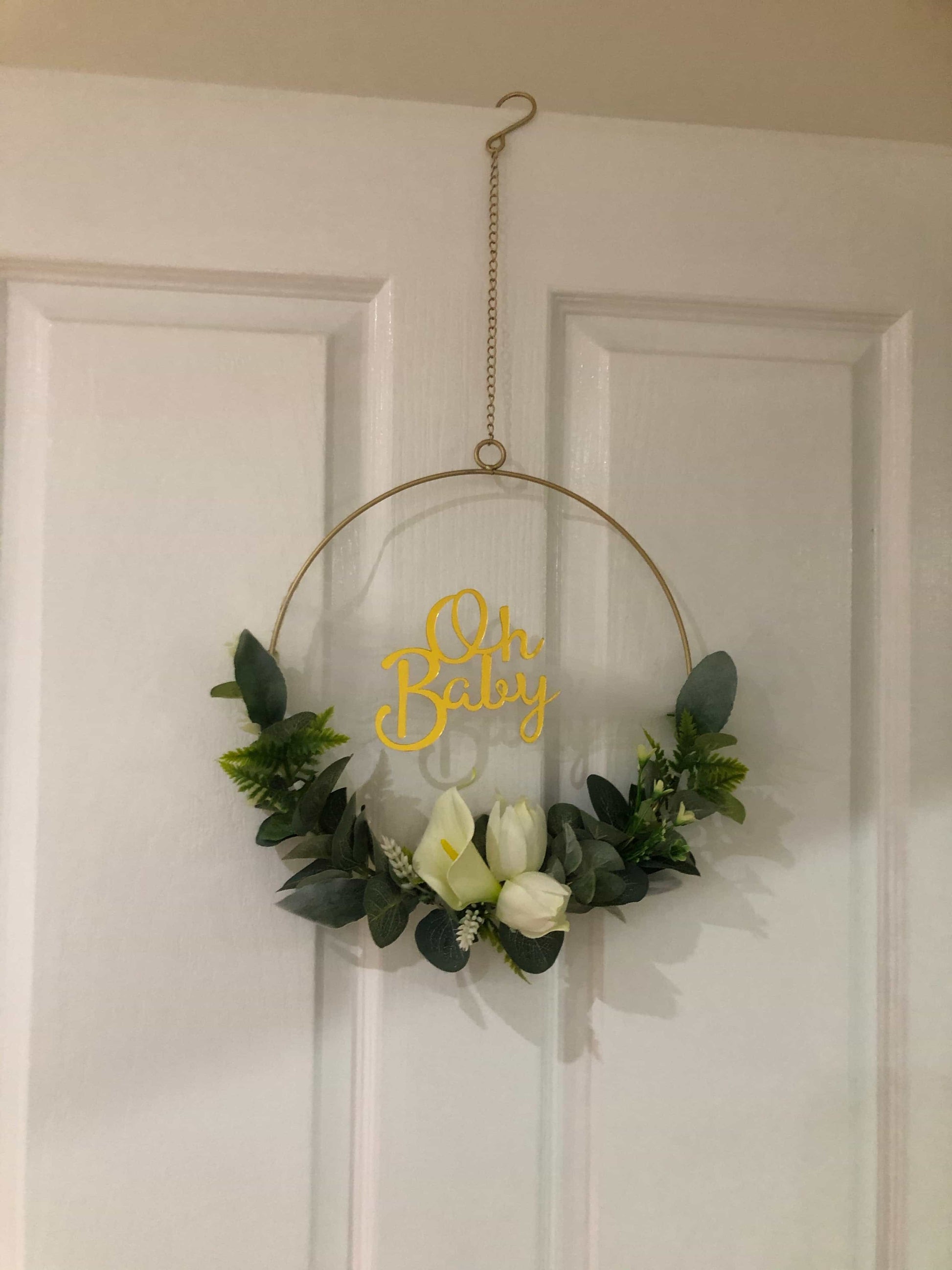 Oh Baby Floral Golden Hoop Wreath-All-Times-Gifts