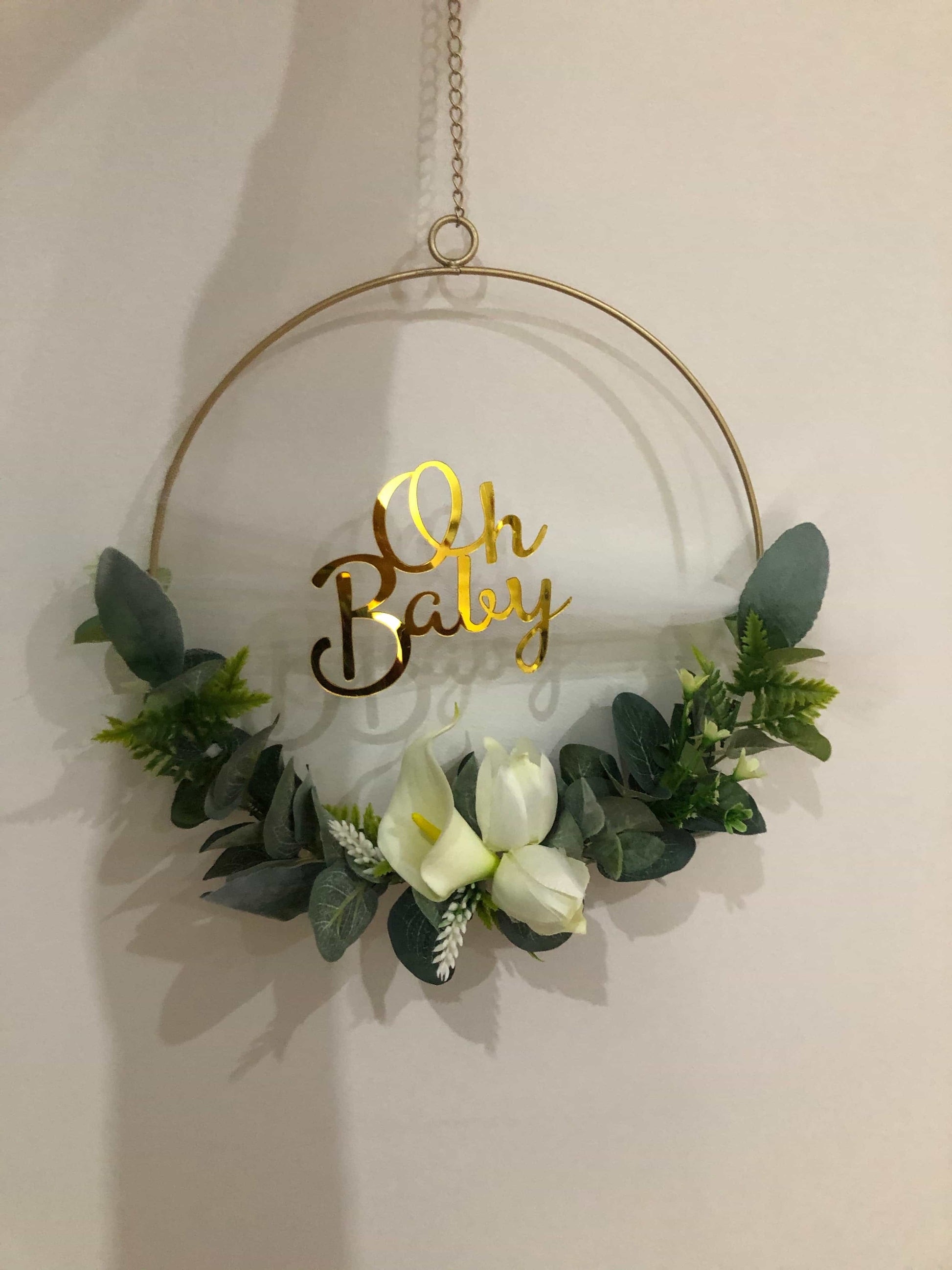 Oh Baby Floral Golden Hoop Wreath-All-Times-Gifts