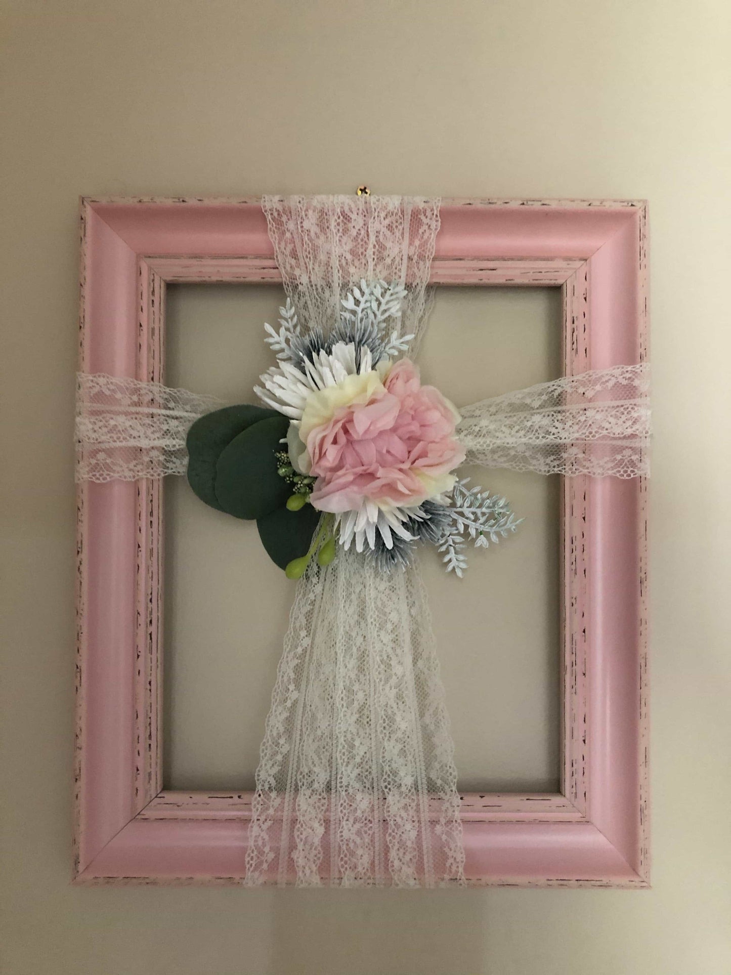 Pink frame with elegant cross-All-Times-Gifts