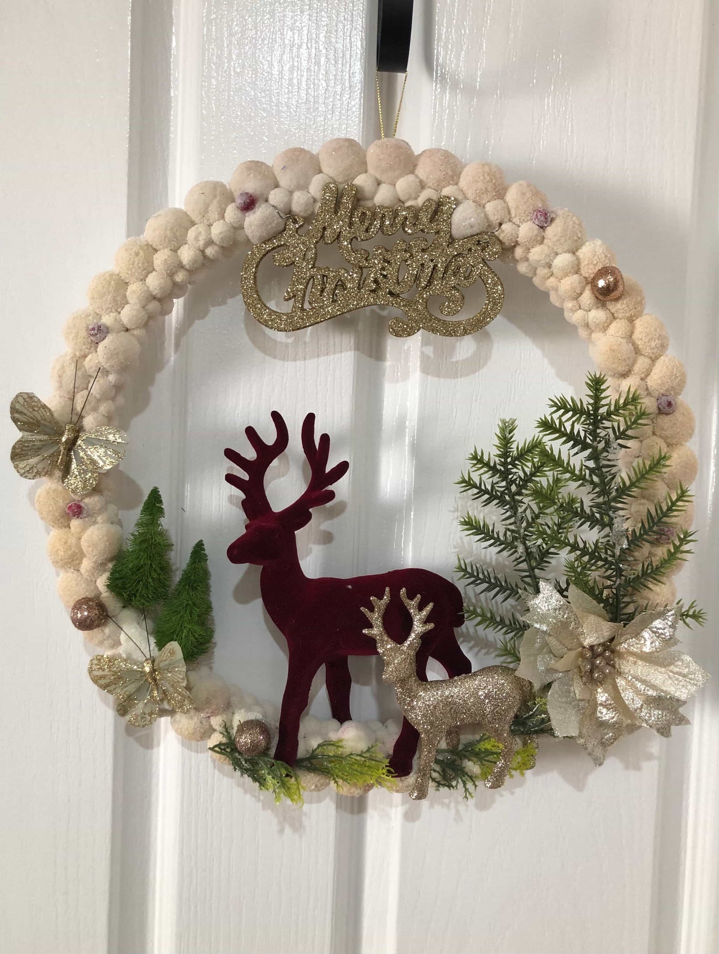Dusty white Raindeers Wreath-All-Times-Gifts