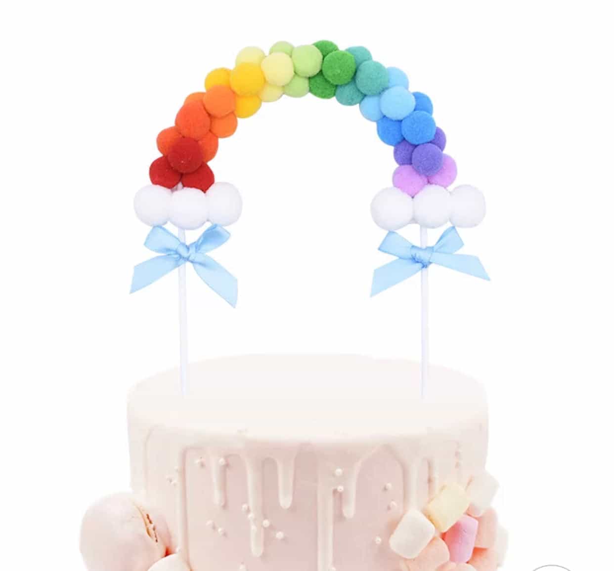 Rainbow Pom-poms Cake Topper-Cake Topper-All-Times-Gifts