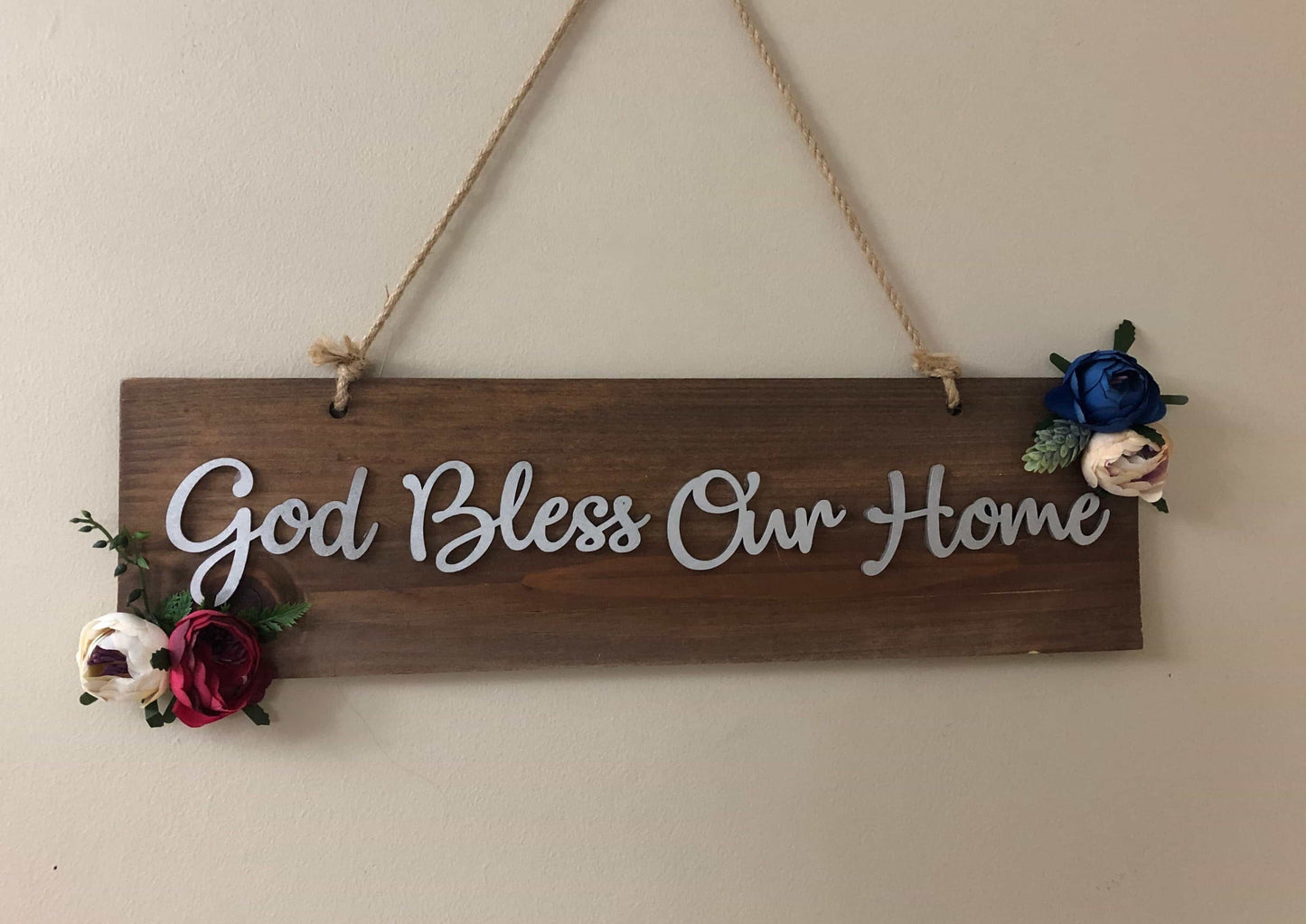 Rectangle timber plaque God Bless Our Home custom made-All-Times-Gifts