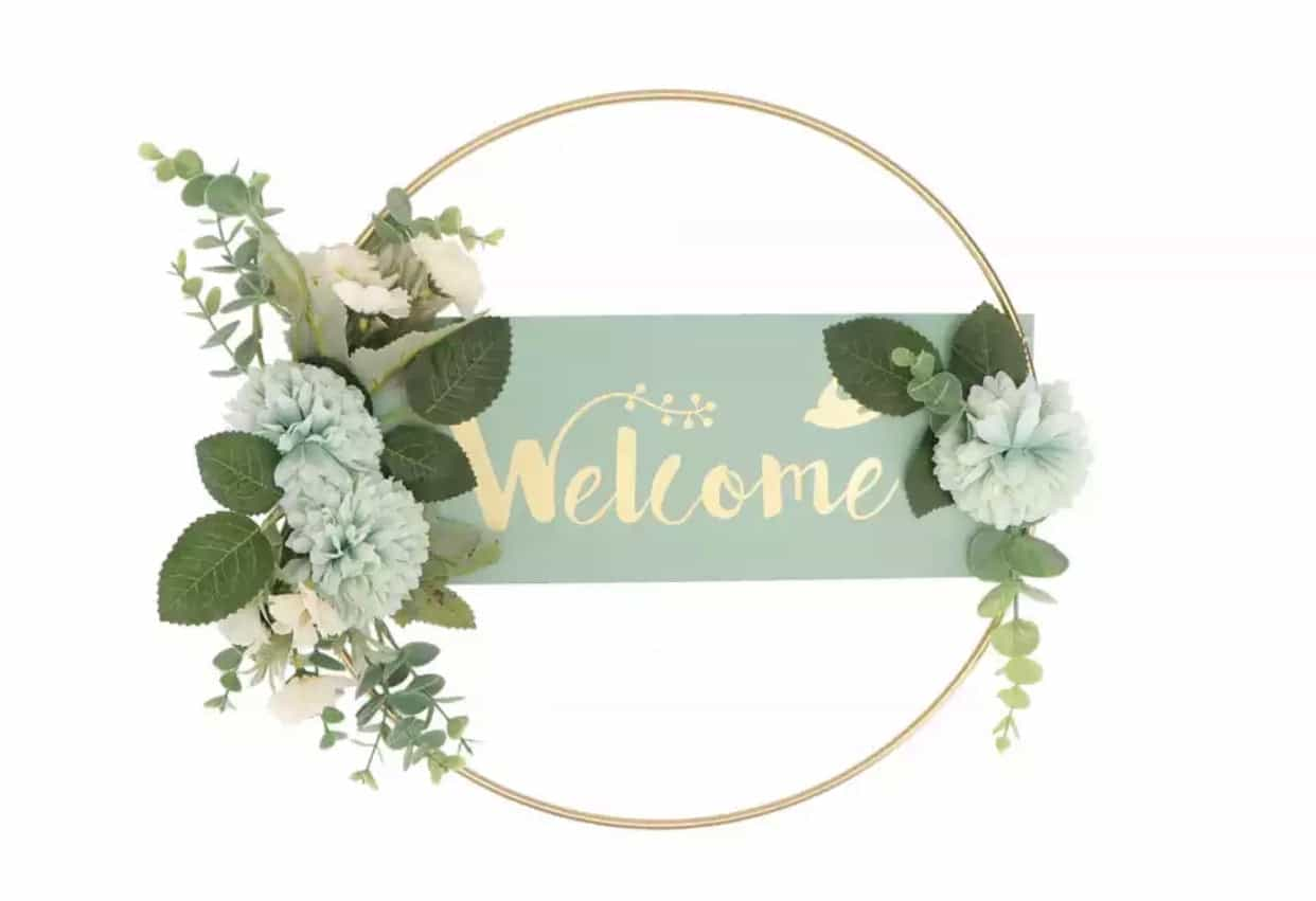 Sage Green Welcome Sign Hoop-All-Times-Gifts