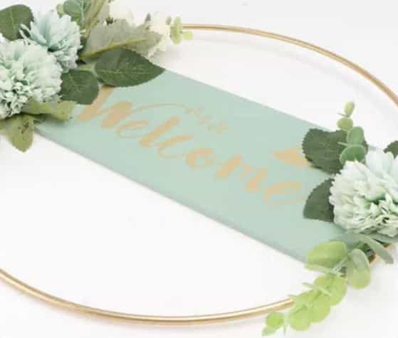 Sage Green Welcome Sign Hoop-All-Times-Gifts
