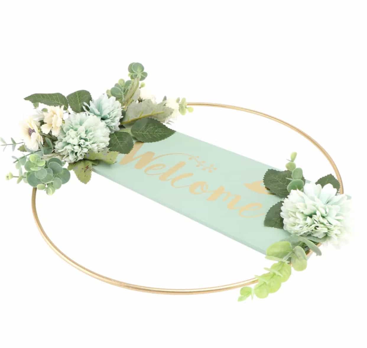Sage Green Welcome Sign Hoop-All-Times-Gifts