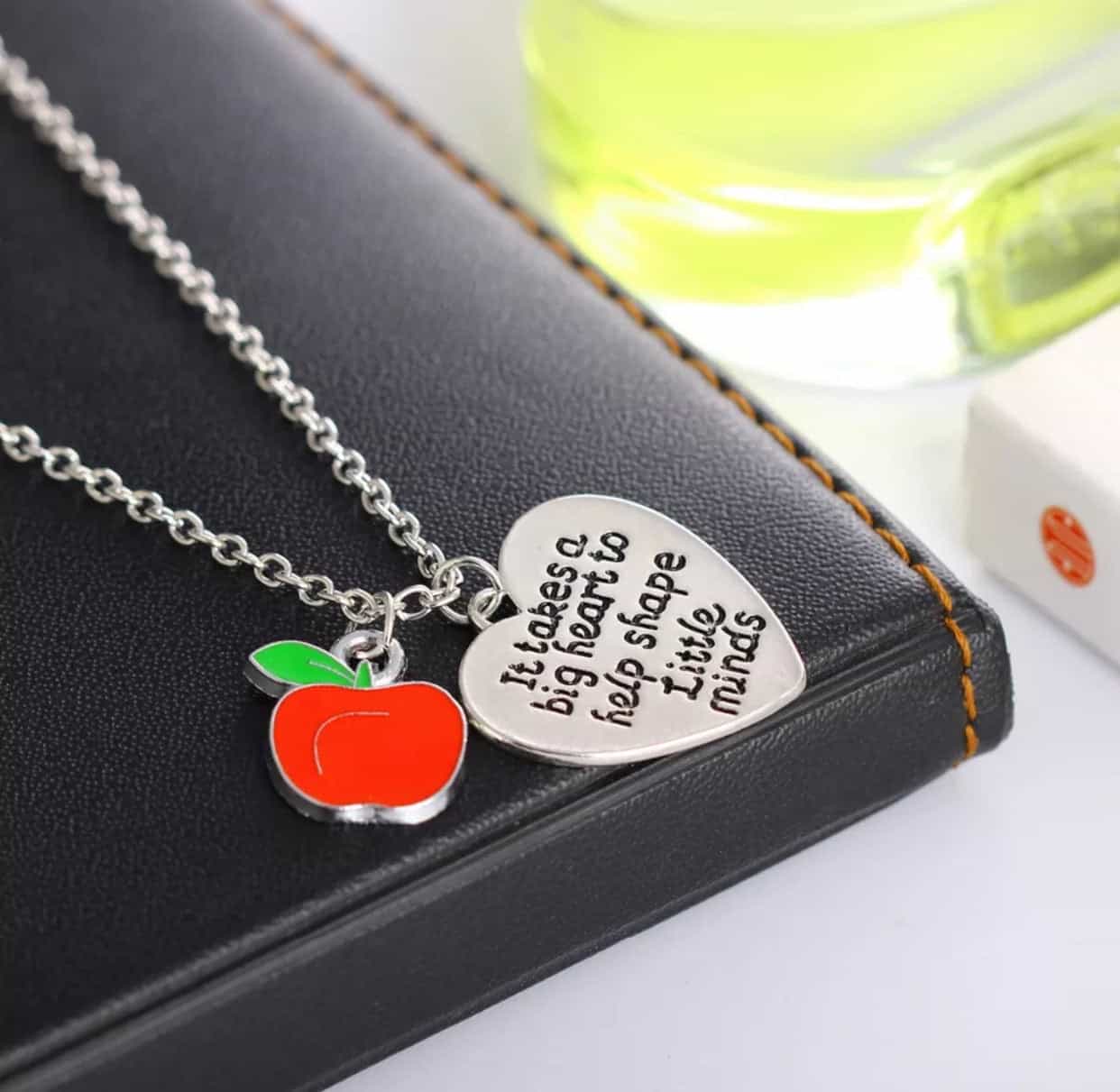 Teacher Apple Heart Necklace-All-Times-Gifts