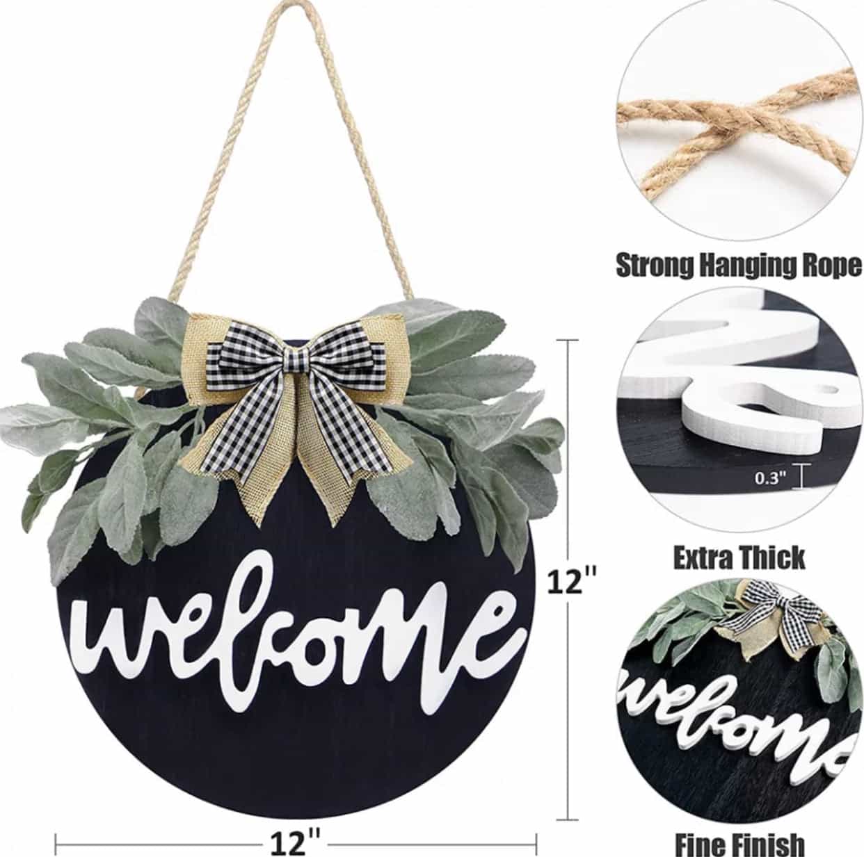 Welcome Wreath Wooden Sign-All-Times-Gifts