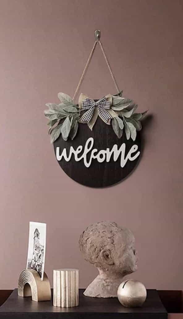 Welcome Wreath Wooden Sign-All-Times-Gifts