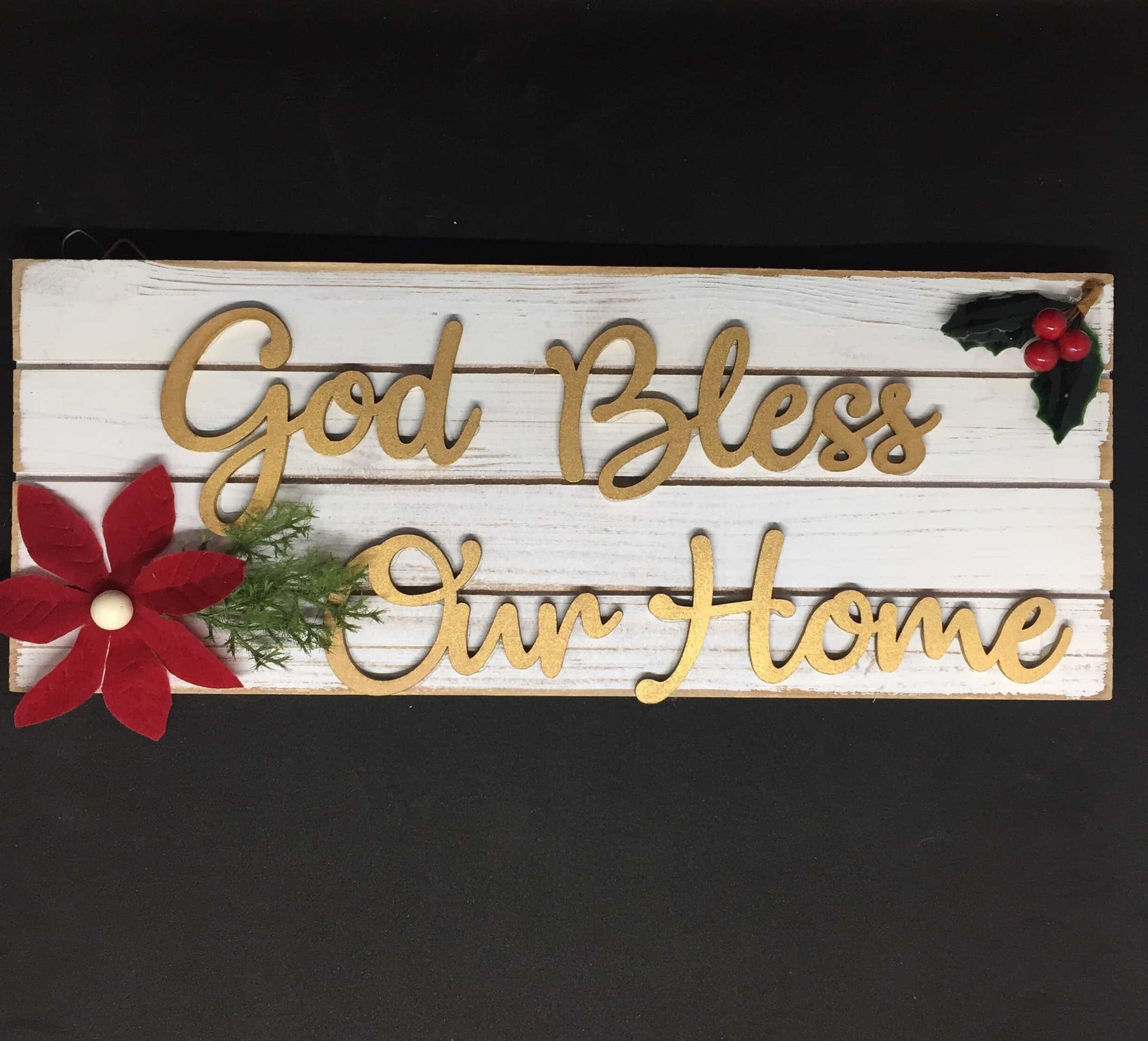White washed wooden plaque god bless our home custom made-All-Times-Gifts