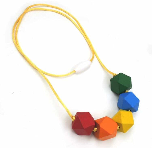 Wooden Rainbow Geometric Necklace-All-Times-Gifts