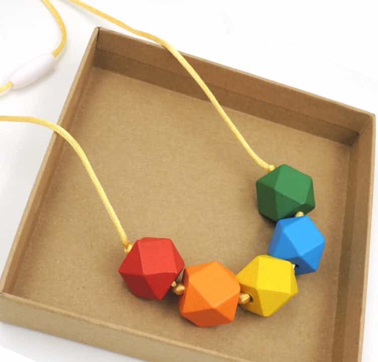 Wooden Rainbow Geometric Necklace-All-Times-Gifts